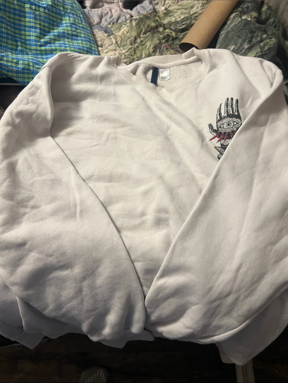 Divided  White Crewneck Sweatshirt with Blue Tag